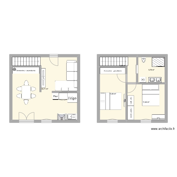 maison 3. Plan de 5 pièces et 67 m2