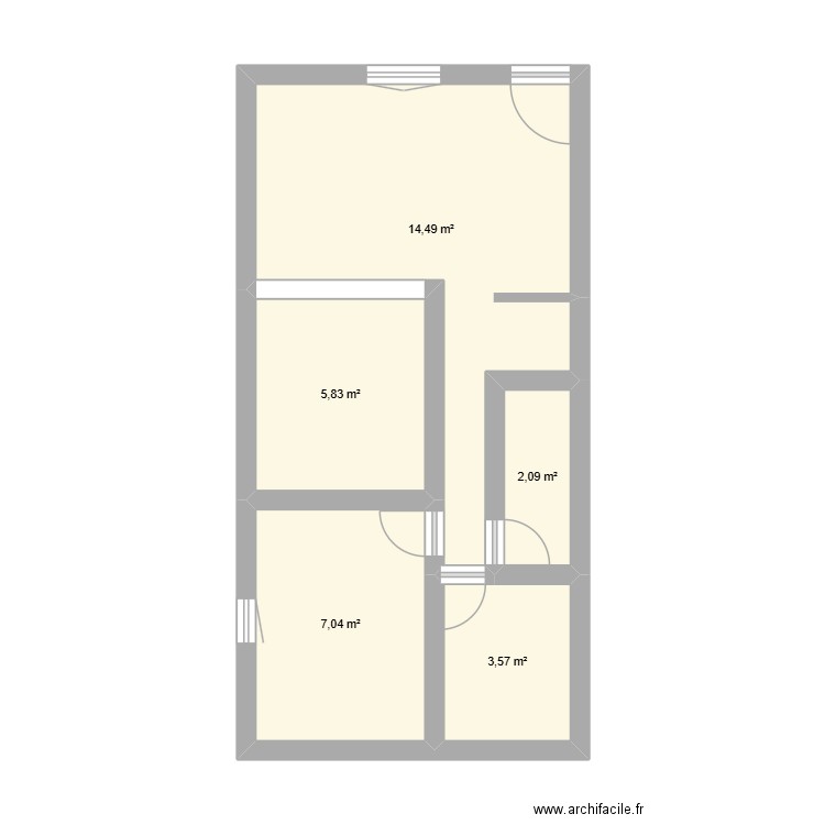 rytyttfuutf. Plan de 5 pièces et 33 m2