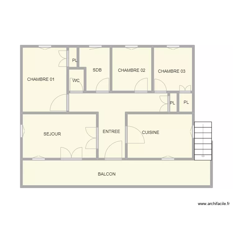 BOUCOIRAN ETAGE. Plan de 12  et 49 m²