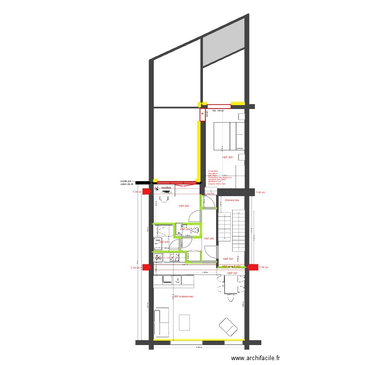 BAUCQ 77 2e étage Communs Electricité. Plan de 8 pièces et 62 m2
