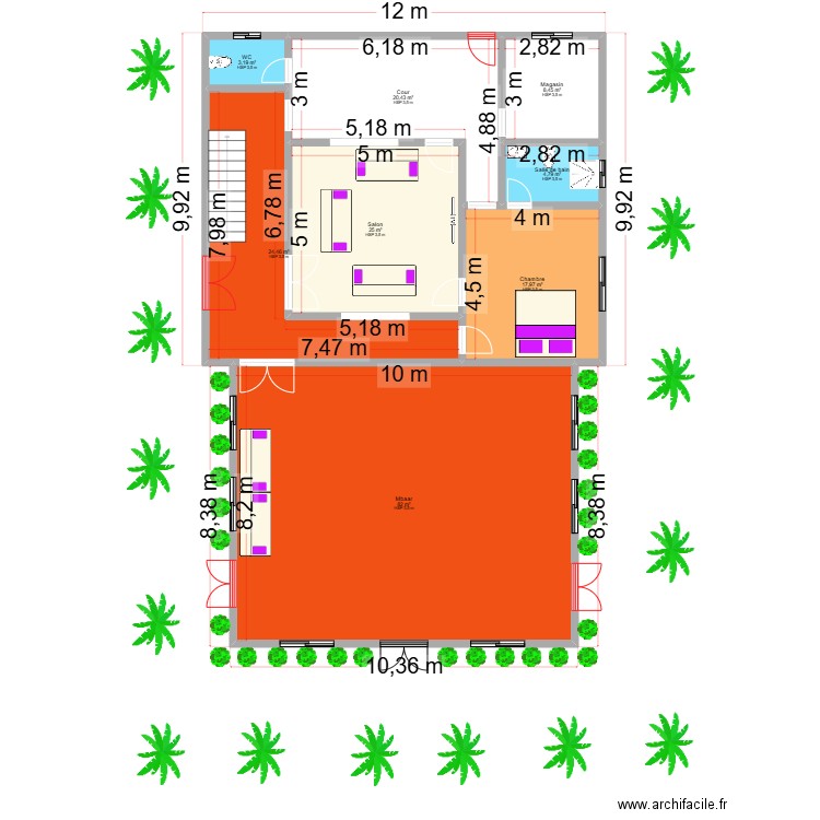 sck  TK. Plan de 8 pièces et 186 m2