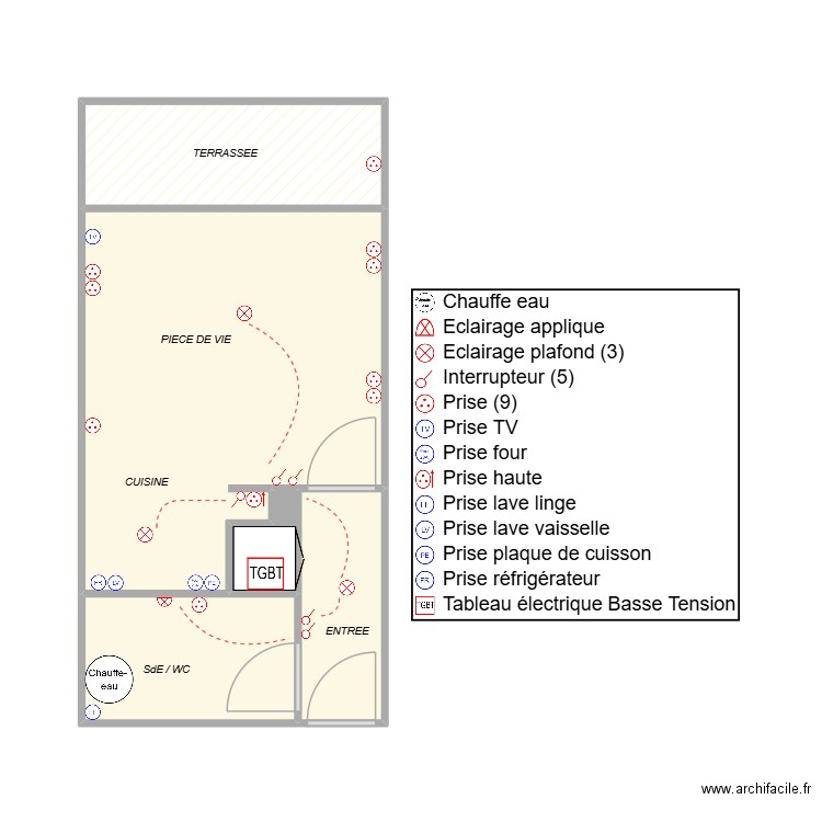POCHON (ISMAEL). Plan de 5 pièces et 26 m2