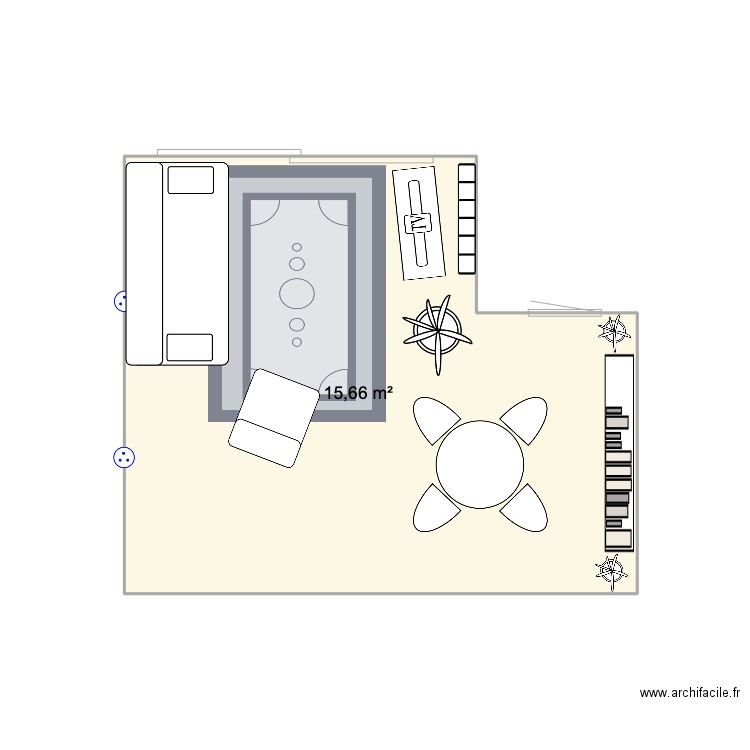 Eraudiere. Plan de 1 pièce et 16 m2