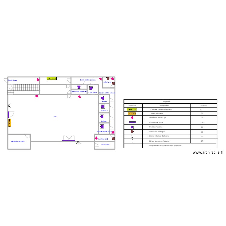 Plan AK  RDC int prop. Plan de 17 pièces et 121 m2