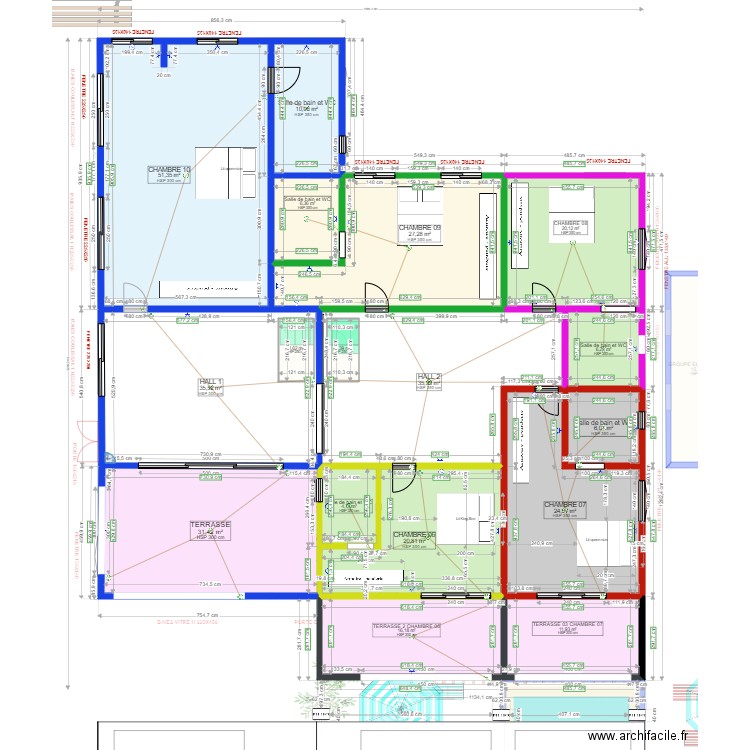AVRIL. Plan de 37 pièces et 653 m2