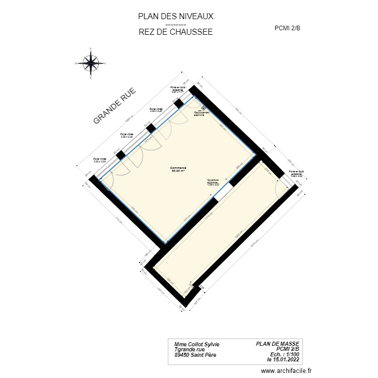 7pcmi 2B RDC modif. Plan de 2 pièces et 102 m2