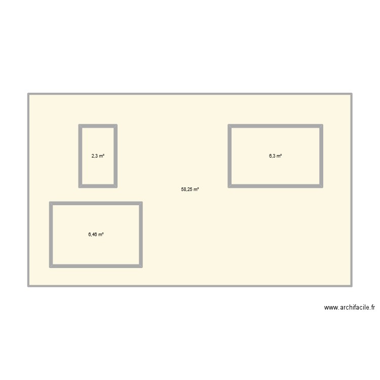 facade. Plan de 4 pièces et 91 m2