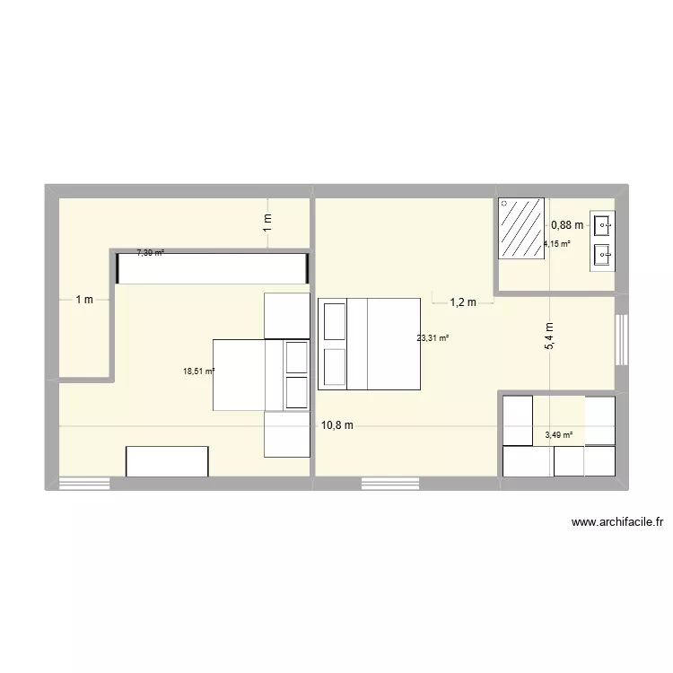 CHAMBRES 3-4 V2. Plan de 5 et 57 m² CHAMBRES 3-4 V2. Plan de 5 et 57 m²