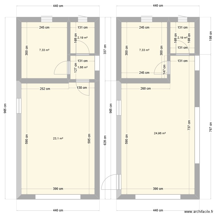 EXTENSION. Plan de 7 pièces et 69 m2