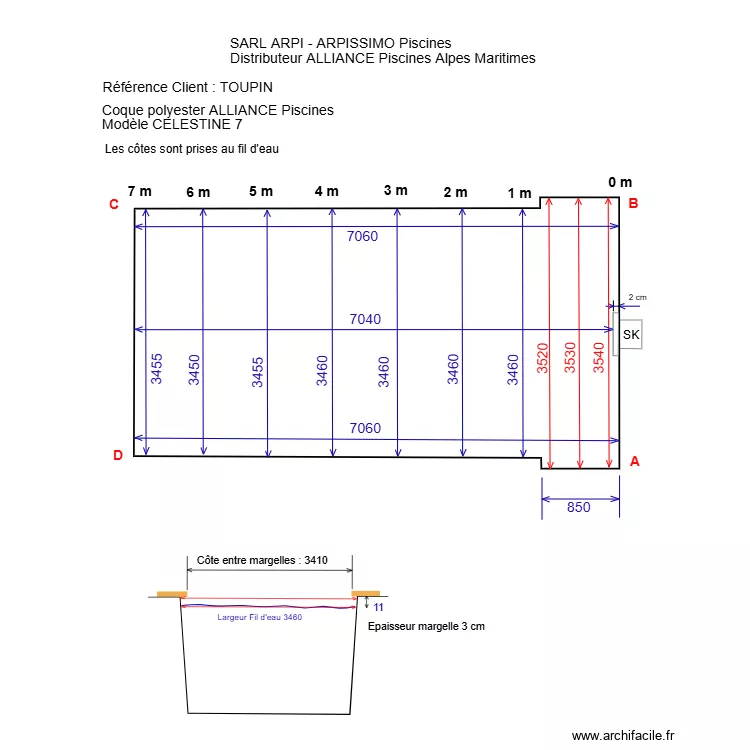 volet piscine TOUPIN. Plan de 
