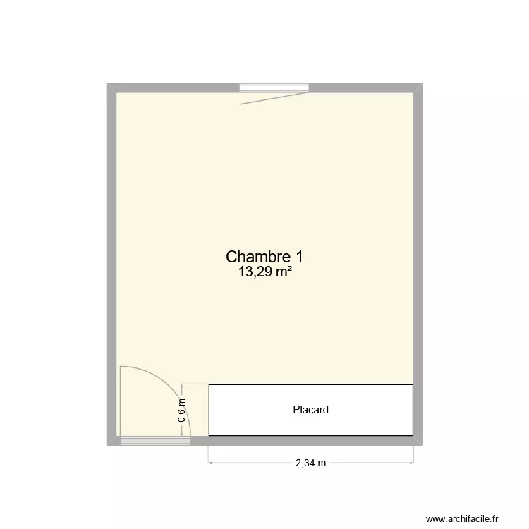 Chambre 1. Plan de 1  et 13 m²