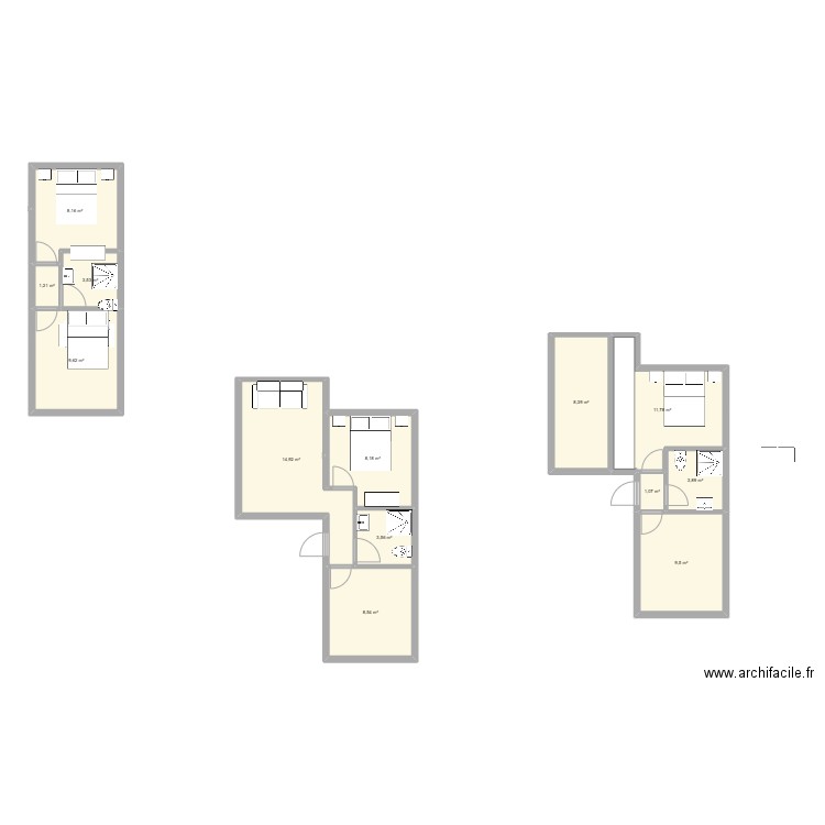 Annexe maison 2. Plan de 13 pièces et 92 m2