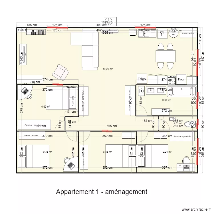 appartement1-F6-amenager-boulangerie. Plan de 