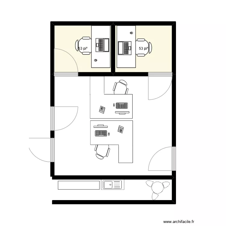 Ancien laboratoire. Plan de 2  et 10 m²