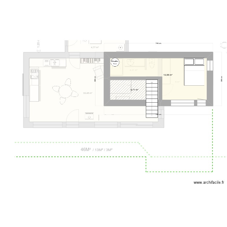 La Cout 2. Plan de 6 pièces et 70 m2