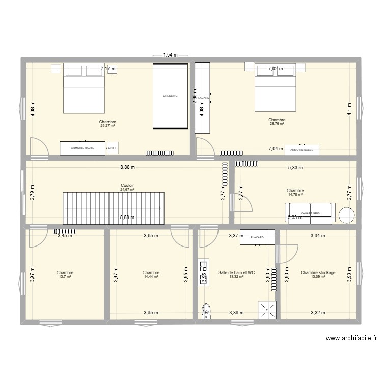 Martres - Etage. Plan de 8 pièces et 152 m2