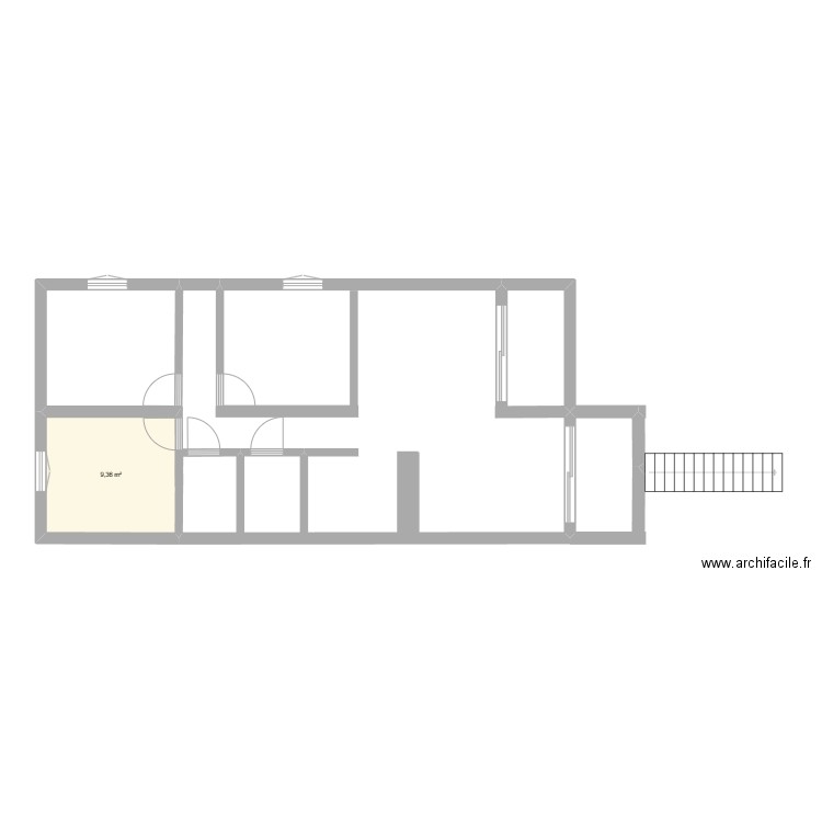 PROJET ST PIERRE. Plan de 1 pièce et 9 m2