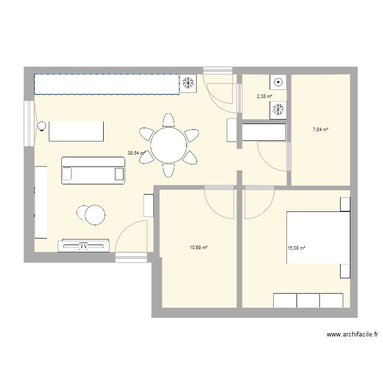 Bastogne. Plan de 5 pièces et 76 m2