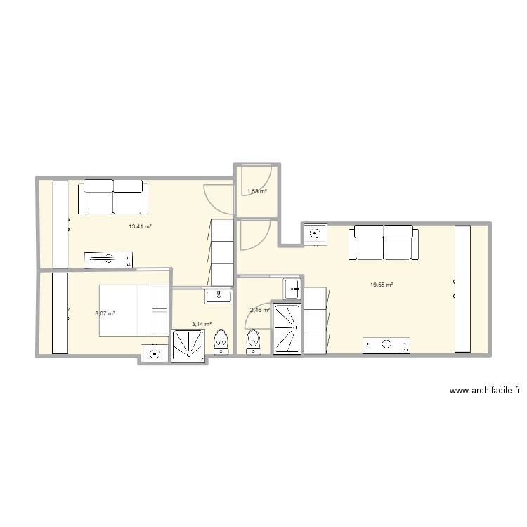joffre projet 1 a verifier. Plan de 6 pièces et 48 m2