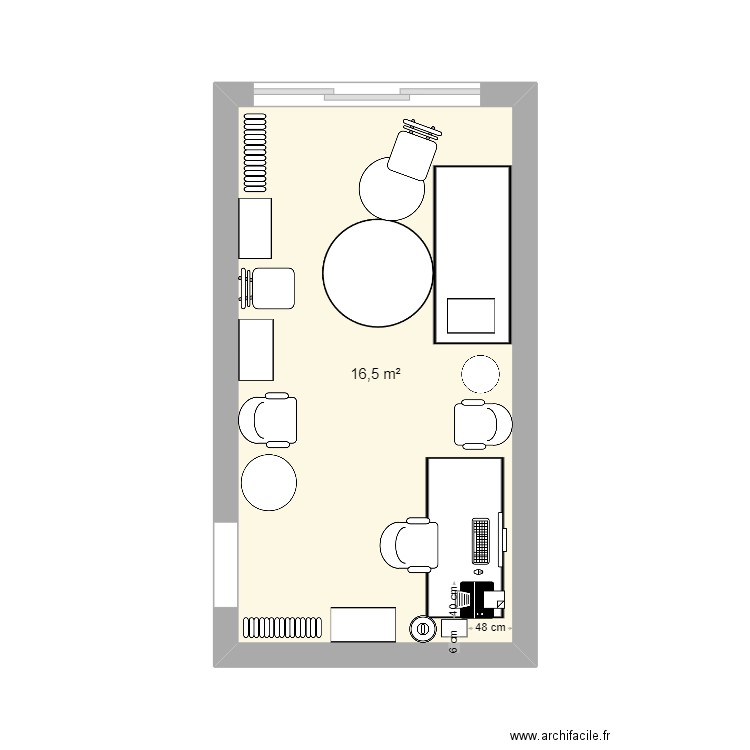 cabinet 2024. Plan de 1 pièce et 17 m2