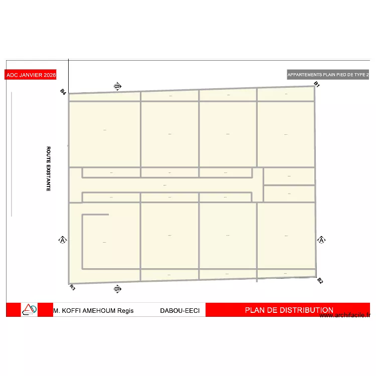 Plan Dabou EECI. Plan de 23 pièces et 2370 m²