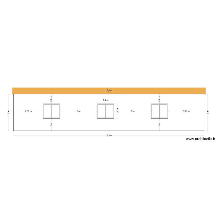 plan facade fenêtres. Plan de 0 pièce et 0 m2