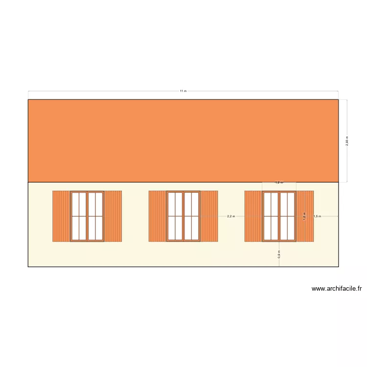 plan facade fen&ecirc;tres. Plan de 