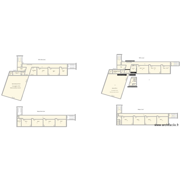 Langres maternelle des Ouches. Plan de 47 pièces et 1238 m2