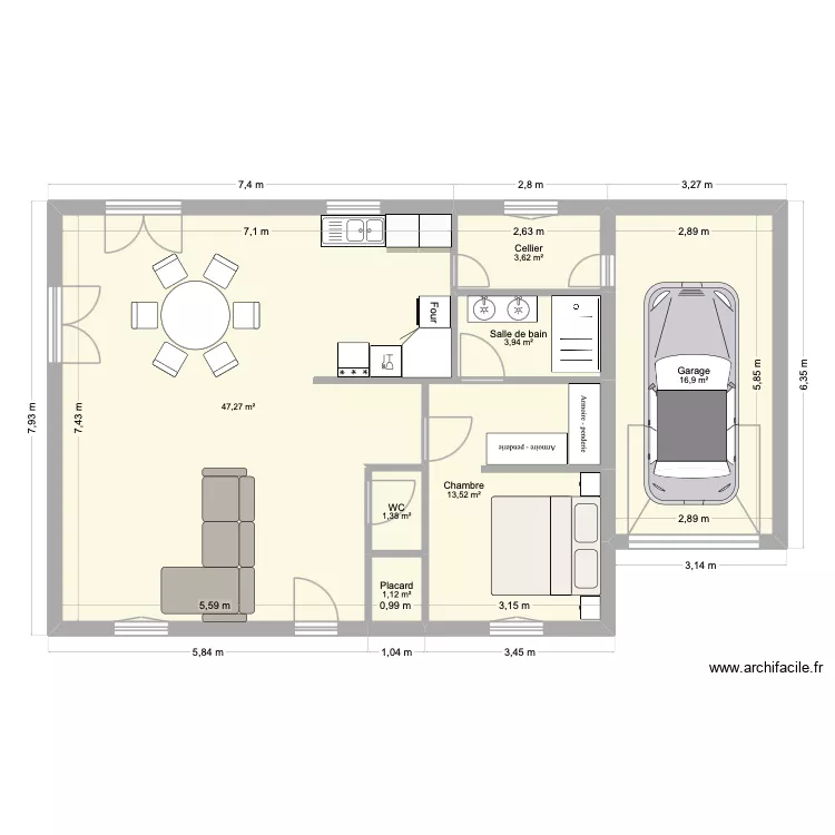 Magny. Plan de 7 Pièces et 88 m² Magny. Plan de 7 Pièces et 88 m²