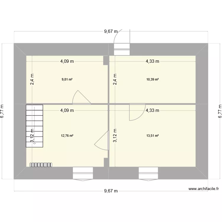 Maison actuelle 1 étage. Plan de 4 et 46 m² Maison actuelle 1 étage. Plan de 4 et 46 m²