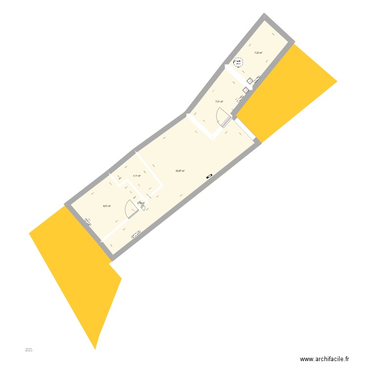 44 r puits mariette. Plan de 6 pièces et 54 m2