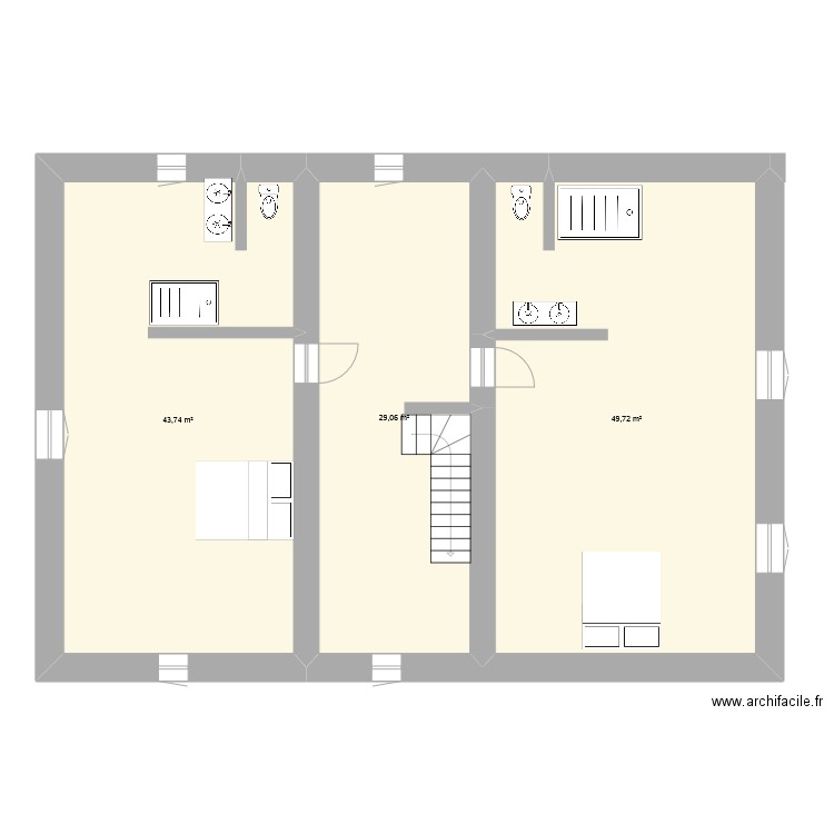 velleron 2. Plan de 3 pièces et 123 m2