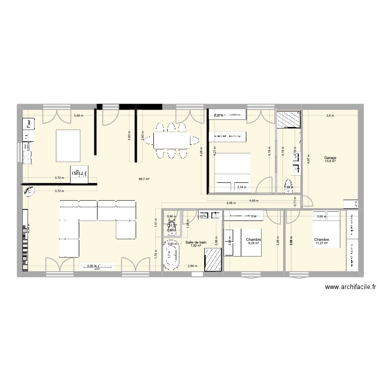maison tyrosse. Plan de 6 pièces et 133 m2