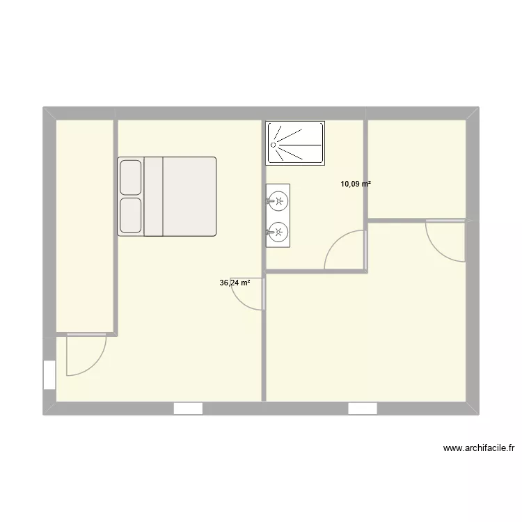 ETAGE. Plan de 2 Pièces et 46 m² ETAGE. Plan de 2 Pièces et 46 m²
