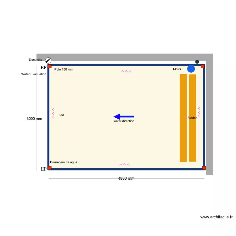 3000*4800 Tina. Plan de 1 et 23 m² 3000*4800 Tina. Plan de 1 et 23 m²