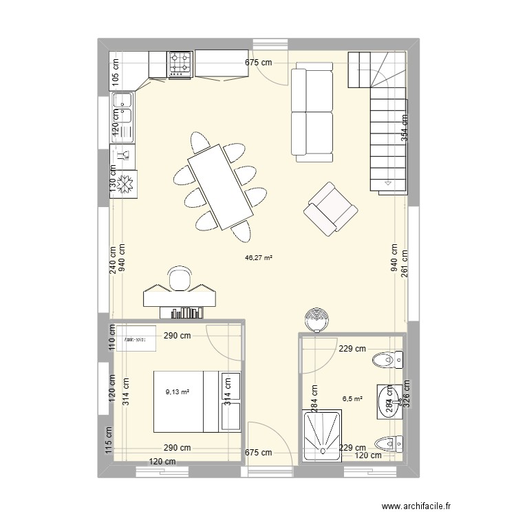 plan bas 9. Plan de 3 pièces et 79 m2