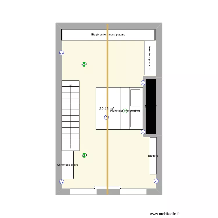 chambre. Plan de 2  et 27 m²
