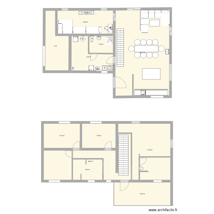 Georges Brassens. Plan de 11 pièces et 228 m2