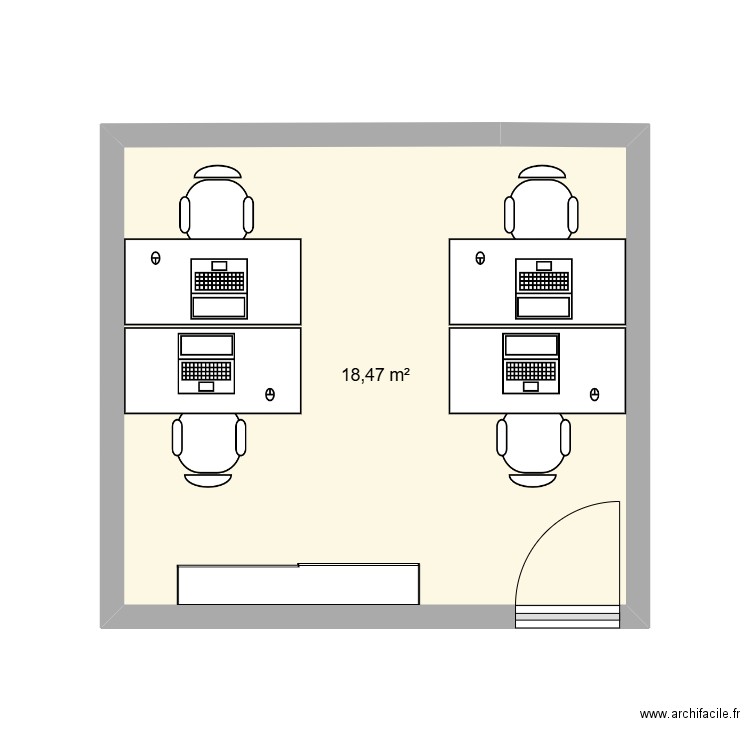 bureau 9em. Plan de 1 pièce et 18 m2