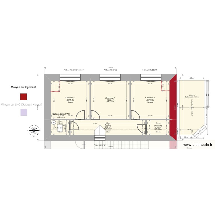 ML24016503. Plan de 11 pièces et 222 m2