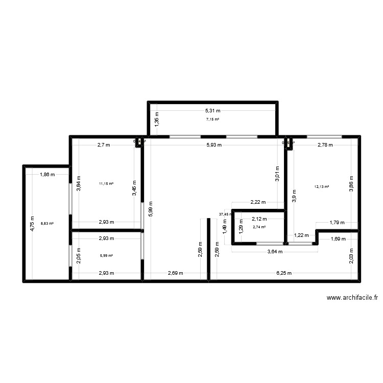 APPART YANNOU. Plan de 9 pièces et 86 m2