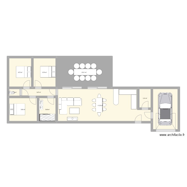 Plan Adeta. Plan de 10 pièces et 123 m2