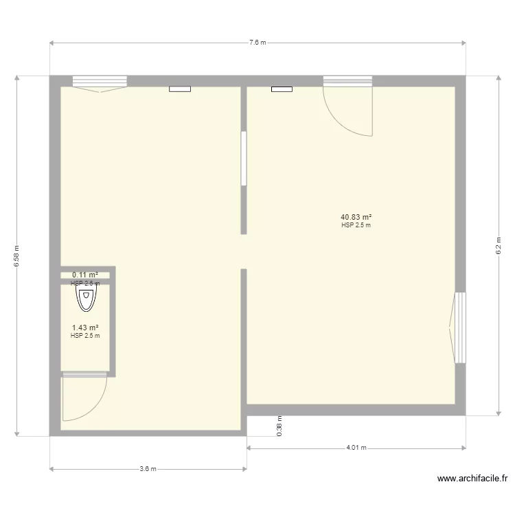 BUREAU A01. Plan de 3 Pièces et 42 m² BUREAU A01. Plan de 3 Pièces et 42 m²