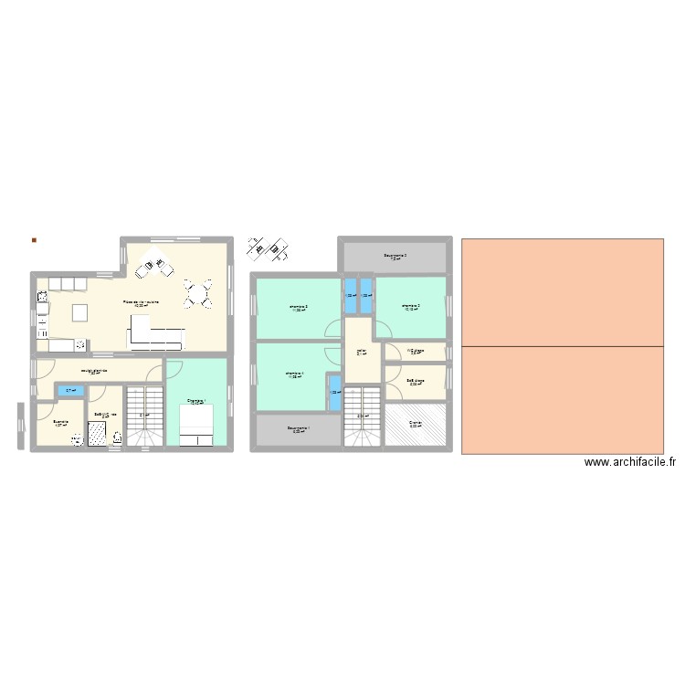 projet 2. Plan de 20 pièces et 151 m2