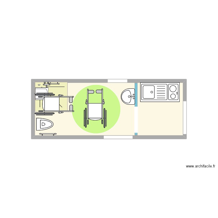 Projet_COHEN. Plan de 1 pièce et 7 m2