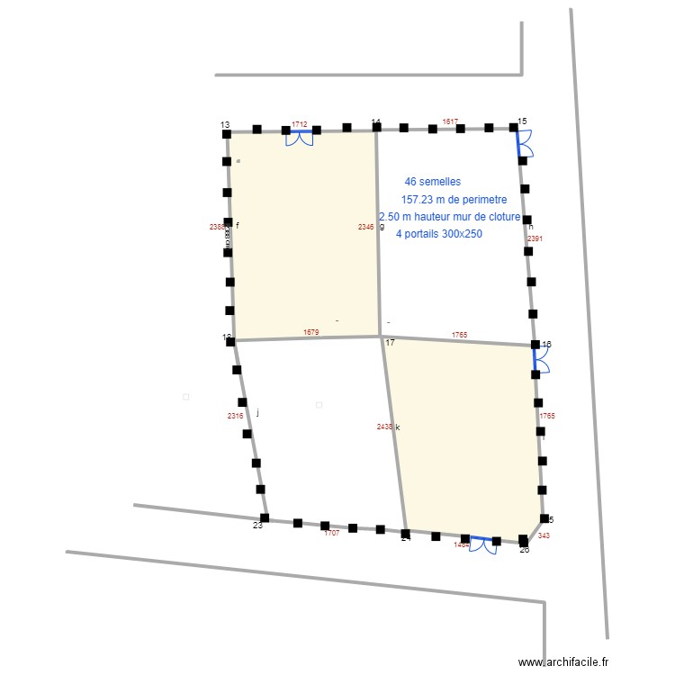 gildas parcelle semellesbis. Plan de 2 pièces et 740 m2