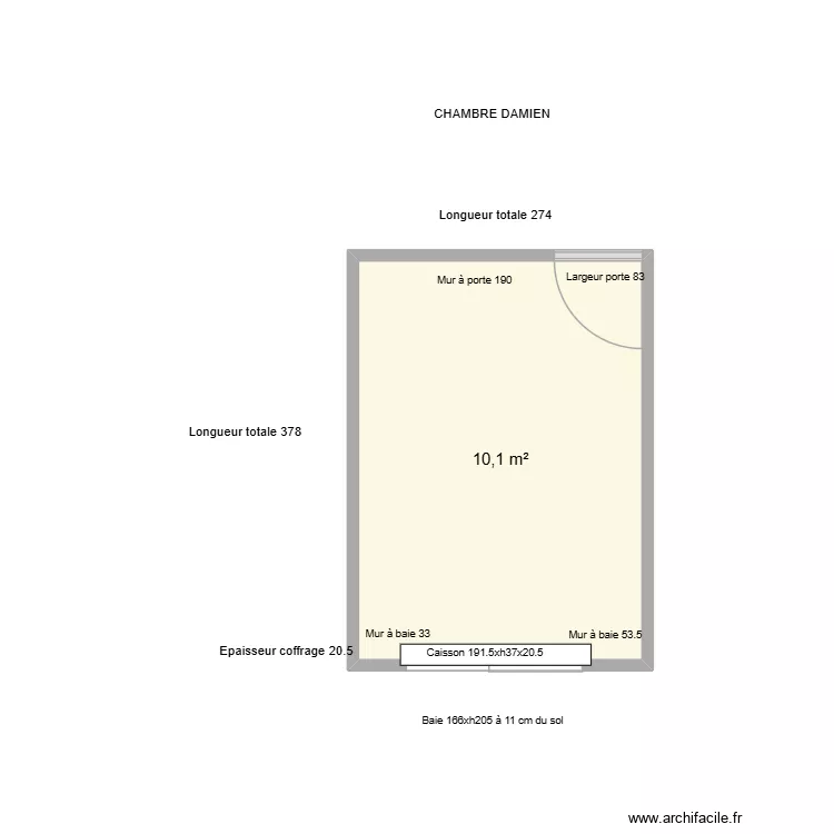 Chambre Damien AVEC mobilier. Plan de 1 et 10 m² Chambre Damien AVEC mobilier. Plan de 1 et 10 m²
