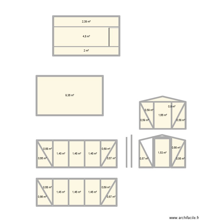 sssss. Plan de 27 pièces et 40 m2