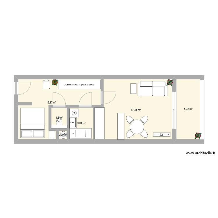 Argousiers. Plan de 6 pièces et 41 m2