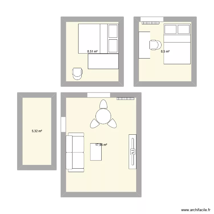 Le Pré Rousselin V2. Plan de 4 pièces et 40 m² Le Pré Rousselin V2. Plan de 4 pièces et 40 m²